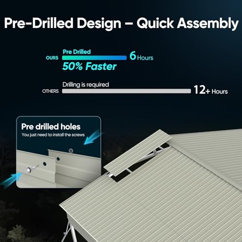 Image of ADVANCE OUTDOOR 20x20 FT Heavy Duty Vertical Roof Metal Carport, Pre-Drilled All Weather 2 Car Shelter for RV, Vehicles & Farm Equipment