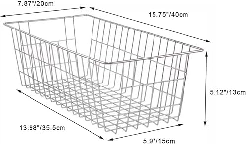Miniatura 8 de SANNO Cestas para congelador de 15.7 pulgadas, cestas de almacenamiento para refrigerador, cestas de almacenamiento de alambre, organizador de