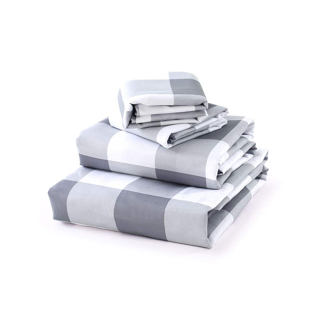 California King , Gingham Gray : Luxe Bedding Bed Sheet Set - Brushed Microfiber 2000 Bedding - Wrinkle, Fade, Stain Resistant - Hypoallergenic - 4 Piece - Unique Christmas Presents for family (Cal King, Gingham Gray)