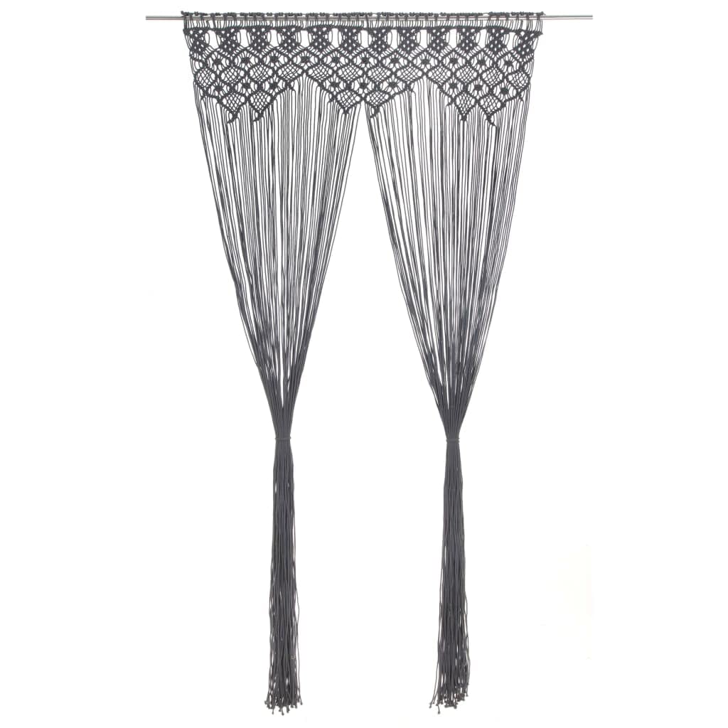 Mangloder Rideau en macramé Anthracite 140x240 cm en Coton et Polyester pour décoration intérieure, Porte, fenêtre, séparateur de pièce ou vitrine, Lavable Facile