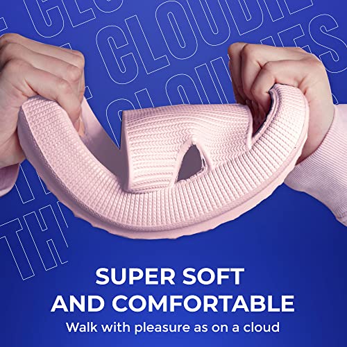 Image of Cloud Slides For Women And Men - Comfy Non Slip Indoors Slippers For Shower Spa Pool College Outdoors Slides - Soft And Cozy Open Toe House Sandals Thick Soles