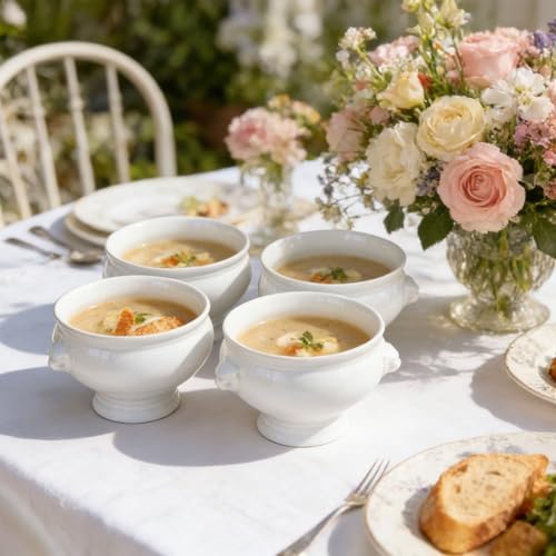 Image of Cinf Lion Head Ceramic Bowls Set of 4, 20 oz Soup & Cereal Bowls