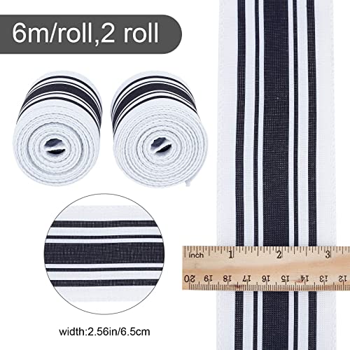GORGECRAFT 12 Yards Black White Stripe Ribbon Wired Ribbon 2-1/2 inch Black Burlap Ribbon Ivory Stripe Edge Black Wired Christmas Ribbon for Wreath Garland Bow Making DIY Crafting Rustic Party Decor - Image 2