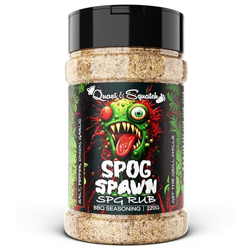 Quasi & Squatch SPOG Spawn SPG Rub – Sea Salt Flakes, Black Pepper, Onion & Garlic BBQ Dry Seasoning | All-Purpose Meat Rub for Brisket, Butt & Grill | 220 g Jar
