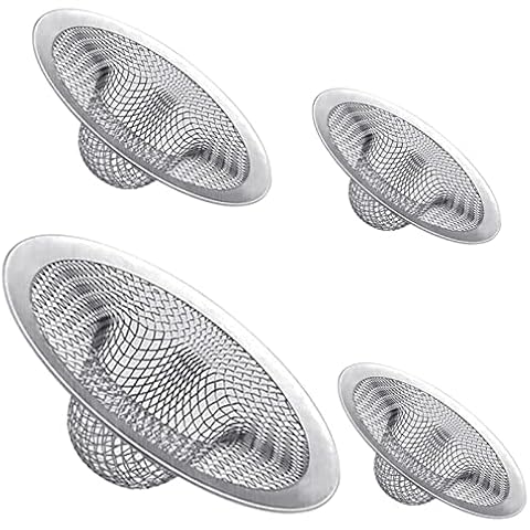 Maxware 4PCS Heavy Duty Stainless Steel Sink Strainer,Sink Basket Set, Fits Most Kitchen Sinks 4.5'', Bathroom Sinks 2.75'',Shower Drains Cover
