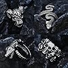 Kakonia 16Pcs Silver Goth Punk Rings Set for Men Women Frog Snake Butterfly Spider Eye Animal Ring Adjustable Cool Gothic Statement Stacking Rings Y2K Accessories #1