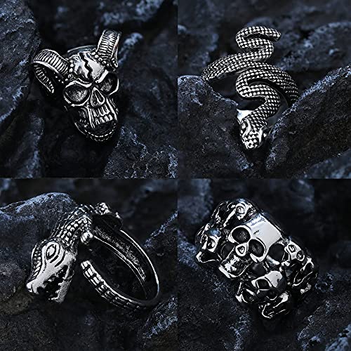 ORAZIO 16Pcs Gothic Open Rings Set for Men Women Punk Adjustable Snake Dragon Claw Animal Rings Vintage Goth Skull Rings Indie Aesthetic2