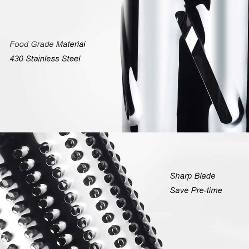 Miniatura 8 de Rallador de queso giratorio rojo, rallador manual de queso con asa, 3 cuchillas de acero inoxidable reemplazables, triturador de queso, base de