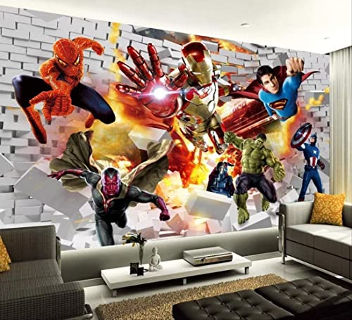 Avengers Wallpaper 3D Fototapete Hulk Superman Wandbild Junge Schlafzimmer...