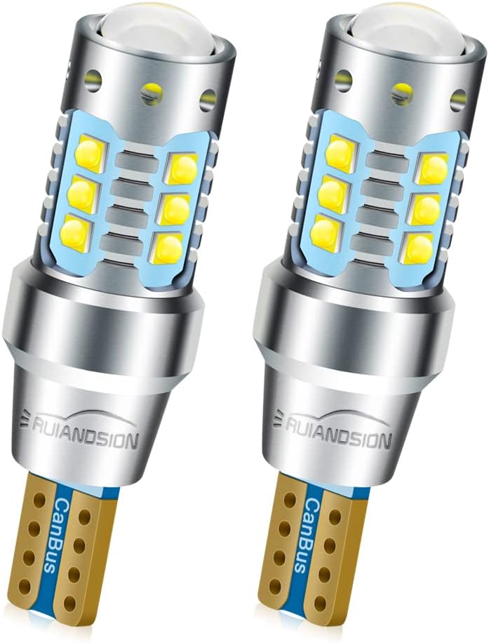 Ruiandsion 2pcs T15 LED Bulbs High Power 80W 2525 Chipsets 912 921 12V 24V Extremely Bright Canbus Error Free Bulbs for Back Up Lights Reverse Lights, 6000K White