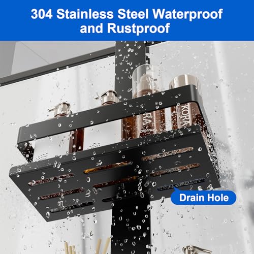 Laimew Duschablage ohne Bohren Badezimmer Organizer, Badregal Duschregal ohne Bohren, Duschablage zum Hängen für Glasduschtüren, Duschregal zum Hängen Shampoo Halterung für Dusche,Badezimmer Regal