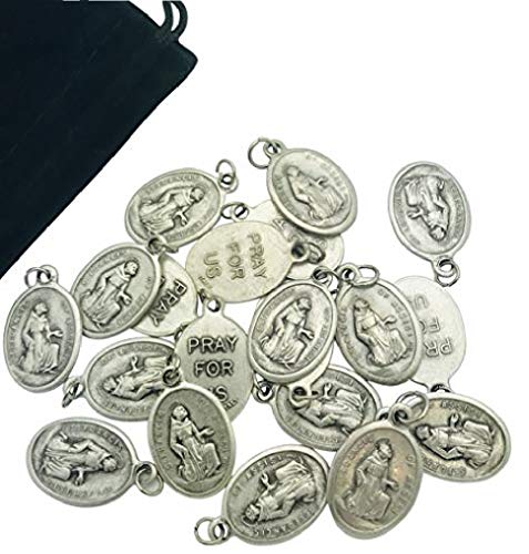Westman Works Bulk Medal Lot Set of 20 St Francis Metal Saint Pendant W Bag from Italy