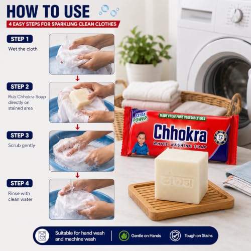 Image of Xtra Power White Washing Bar for Cloths | Tough Stain & Dirt Removal Laundry Soap | Suitable for Hand Wash and Cloths | Long Lasting Laundry Soap for All Fabrics (Pack of 15)