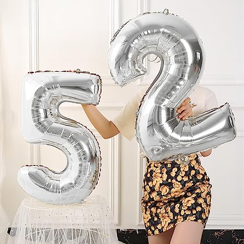 Image of 40 Inch Silver Number Balloons, Helium Mylar Foil Number Balloons for Birthdays, Number 5 Balloon for Party Wedding Bachelorette Birthday Bridal Shower Anniversary Celebration Party Decorations