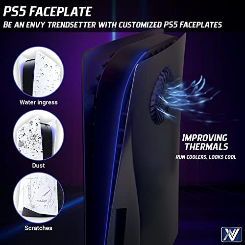 Q-View PS5 Faceplate with Cooling Vents and Dust Filters for PS5 - LED Lights PS5 Cover Plates (Disc Version) with RGB Lights Package - Premium PS5 Accessories by Q-View