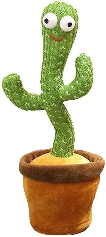 ROBOMALLS Dancing Cactus Plush Toy USB Charging,Sing 120pcs Songs,Recording,Repeats What You say and emit Colored Lights,Gifts of Fun Toys for Boys and Girls