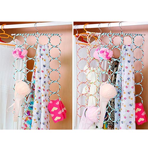 Image of Kuber Industries Single Piece 28 Rings Folding Rope Hanger for Scarf, Belts, Shawls, Ties and More (Random Color) - KI19590