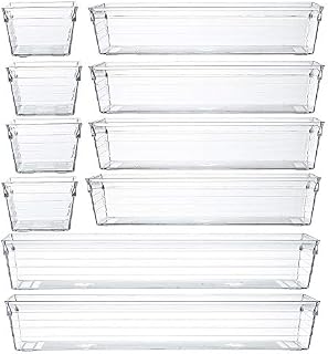 Clear Plastic Drawer Organizer Tray for Vanity Cabinet (Set of 10),Storage Tray
