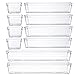 Backerysupply Clear Plastic Drawer Organizer Tray for Vanity Cabinet (Set of 10),Storage Tray for Makeup, Kitchen Utensils, Jewelries, and Gadgets