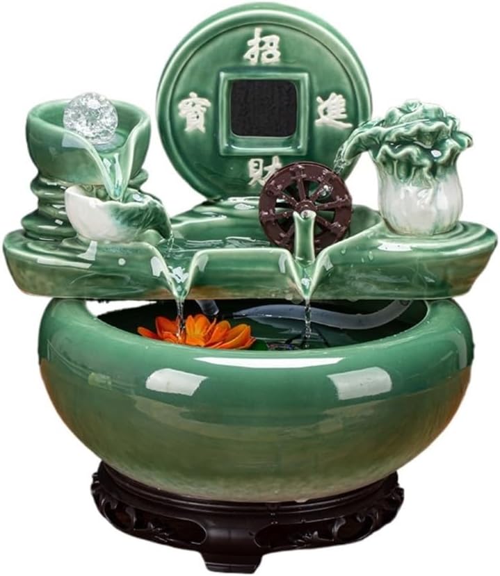 Tabletop Fountain, Ceramic Desktop Fountain, Feng Shui Waterfall for Home Office Decor,House Decor