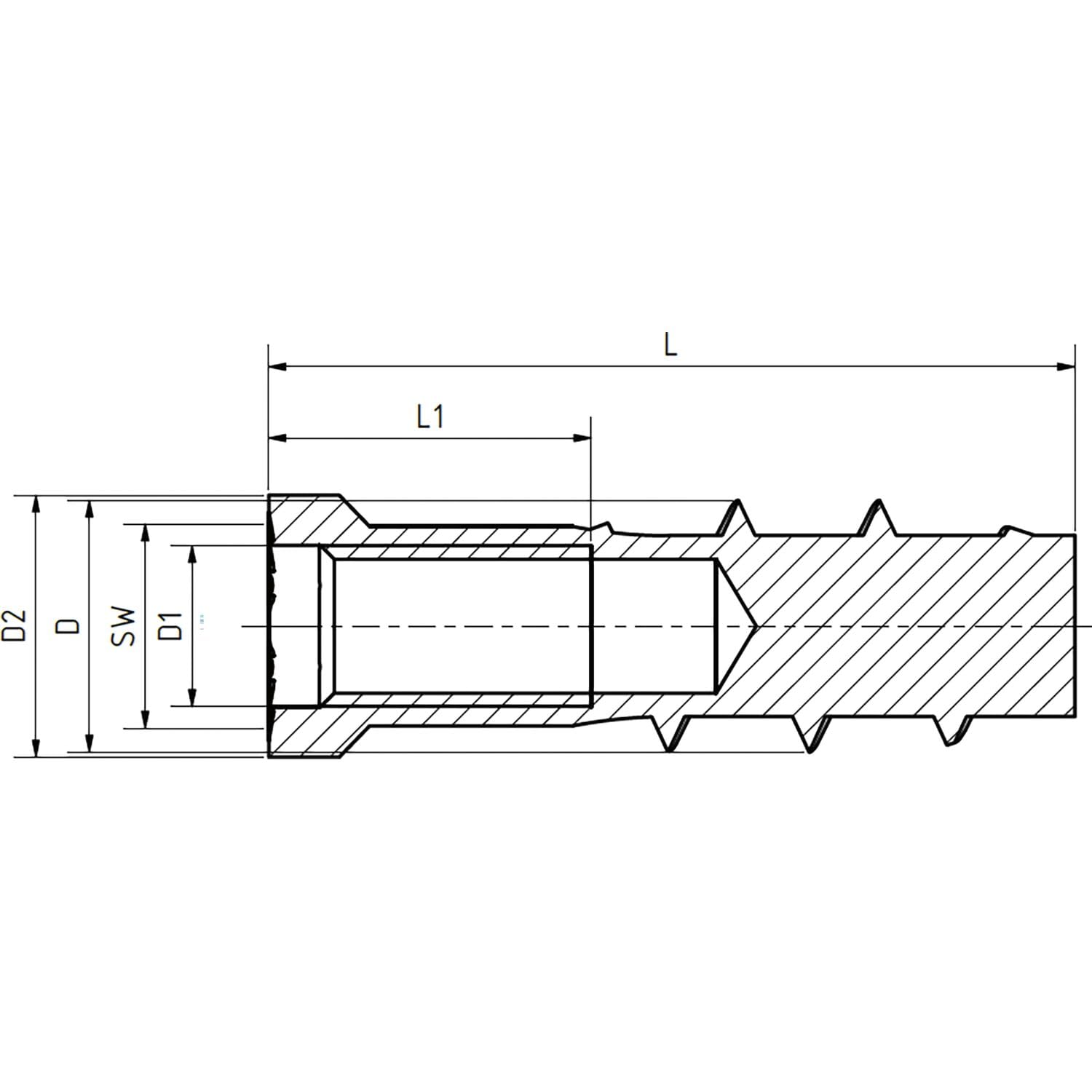 Rampa Socket Type TSM M6x40 for Concrete and Masonry - Screw-in Sleeves with Hexagonal Socket Drive TX50, ETA-23/0542, Galvanised Steel - Pack of 10