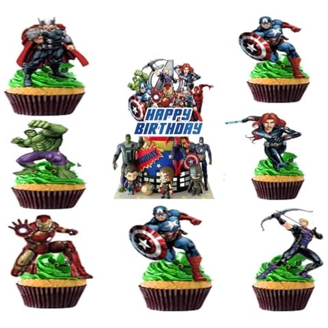 ZGYDNM 25pcs Superhero Cake Toppers Cupcake Toppers Cake Decorations,Superhero Birthday Party Supplies Decorations (1) Cover