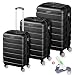 Produktbild VESKA 3tlg. Hartschalenkofferset Hard Shell Reisekoffer Kofferset Trolley Koffer Hartschalenkoffer Reisekofferset Rollkoffer TSA Zahlenschloss 4 Rollen ABS-Hartschale M-L-XL (schwarz)