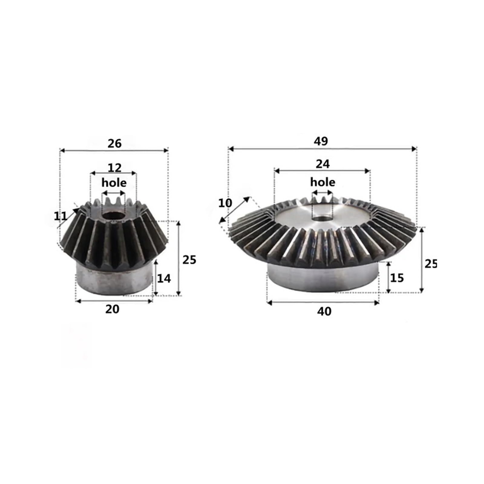 Bevel Gear Pinion Hardware Mechanical 90-Degree Transmission Bevel Gears 1.5M16 Teeth + 32 Teeth Process Hole 8mm and 10mm Precision Bevel Gear Ratio 1:2