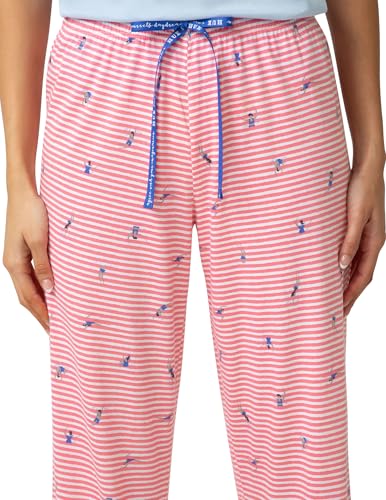Image of HUE Women's Summer Vacation Pajama Separates, Soft, Whimsical Print Pjs with Tropical Beach Themes, Flip Flops, Cocktails