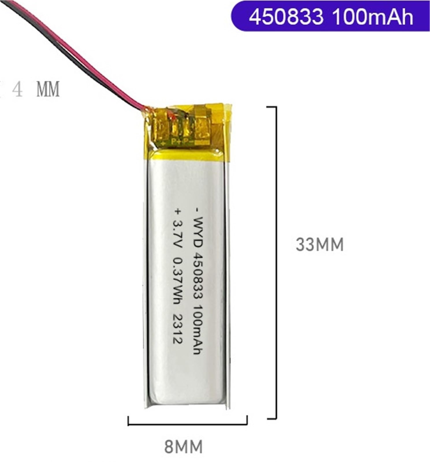 450833 100mAh 3,7V 1 PIÈCES