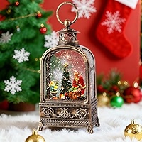 Boule à neige musicale de Noël avec minuterie de 6 heures et alimentation USB, style rétro pour Noël, décoration d'intérieur, cadeaux de fête