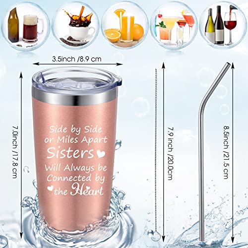 4 Pieces Christmas Funny Sister Gifts From Sister, Appreciation Mug Tumblers With Lid For Friend, Sister In Law, 20 Oz Vacuum Insulated Mug Tumbler For Women Birthday Wedding Friendship #TOP6
