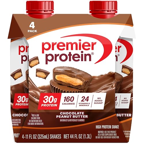 Image of Premier Protein Shake, Chocolate Peanut Butter, 30g Protein, No Added Sugar, 24 Vitamins & Minerals to Support Immune Health, 11 fl oz, 4 Pack