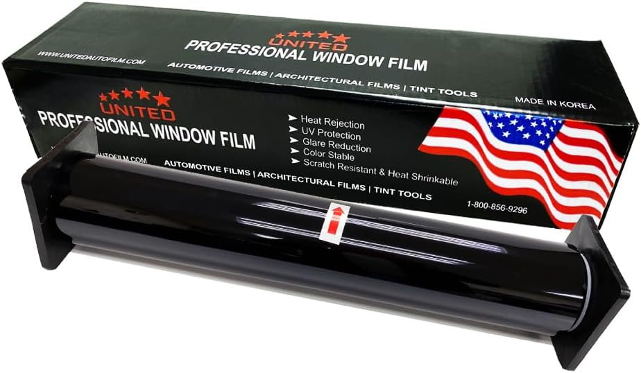 United Window Tint Universal Black 20% VLT 40" In (Width) X 100'Ft Standard Dyed 1Ply Film Black Color - Privacy Window Film For Car, Home, Blocks UV/IR Rays, Reduce Heat