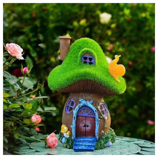 Mushroom Garden Statues,Outdoor Fairy House Figurine with Solar Powered Garden Light, Gifts for Women Mom Grandma Halloween Decor or Yard Decor (Resin)