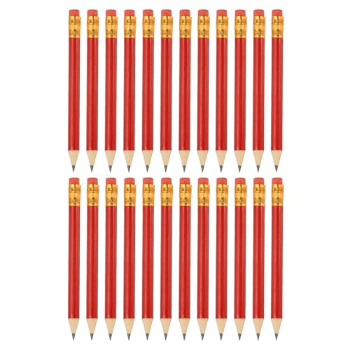 Crayons courts en graphite avec gomme PATIKIL mine #2 HB rouge