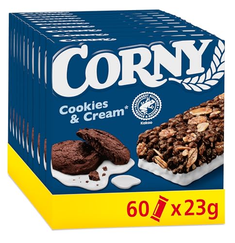 Müsliriegel Corny Classic Cookies & Cream | Riegel mit Schokokeks und feiner Creme | Multipack 60x23g
