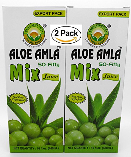 Aloe Amla - Aloe Vera(Aloe Barbadensis) Juice & GoosBerry(Emblica Officinalis) Juice 50/50 Mix First Press Virgin Juice From Basic Ayurveda