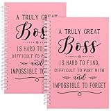 Boss Day Gifts for Women Men,Gifts for Boss Spiral Notebook,A Truly Great boss is Hard to find,Leadership Journal,Thank You Gifts for Boss Leader Mentor,2Pcs (Spiral-2Pcs Boss Pink)