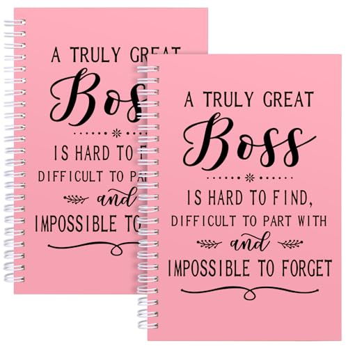 Boss Day Gifts for Women Men,Gifts for Boss Spiral Notebook,A Truly Great boss is Hard to find,Leadership Journal,Thank You Gifts for Boss Leader Mentor,2Pcs (Spiral-2Pcs Boss Pink)