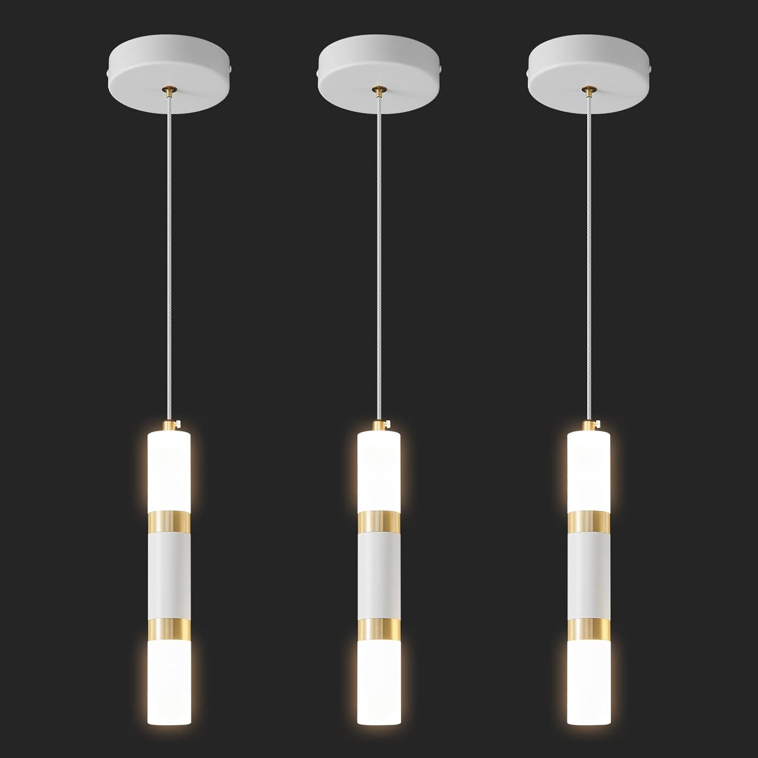 LIANGMH Modern Kitchen Island Light Fixture Dimmable LED White Mini Pendant Light Bedroom