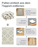 DEFYNEE Teppich Wohnzimmer 150x210 cm Wohnzimmerteppich, Waschbarer Teppich, Kurzflor (Florhöhe ca. 5,88 mm), rutschfest, Vintage & Boho Rug für Kinderzimmer, Schlafzimmer, Büro, Schwarz-Weiß