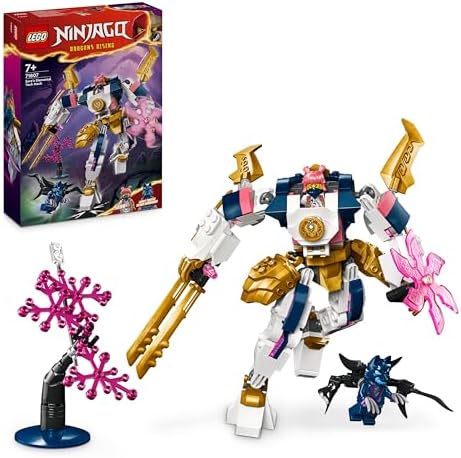LEGO NINJAGO Mech żywiołu technologii Sory, Figurka Akcji, Zabawka Konstrukcyjna dla 7-latka, Fana Serialu Powstanie Smoków, z Minifigurką Sory i Kataną, Prezenty dla 7-latka, 71807