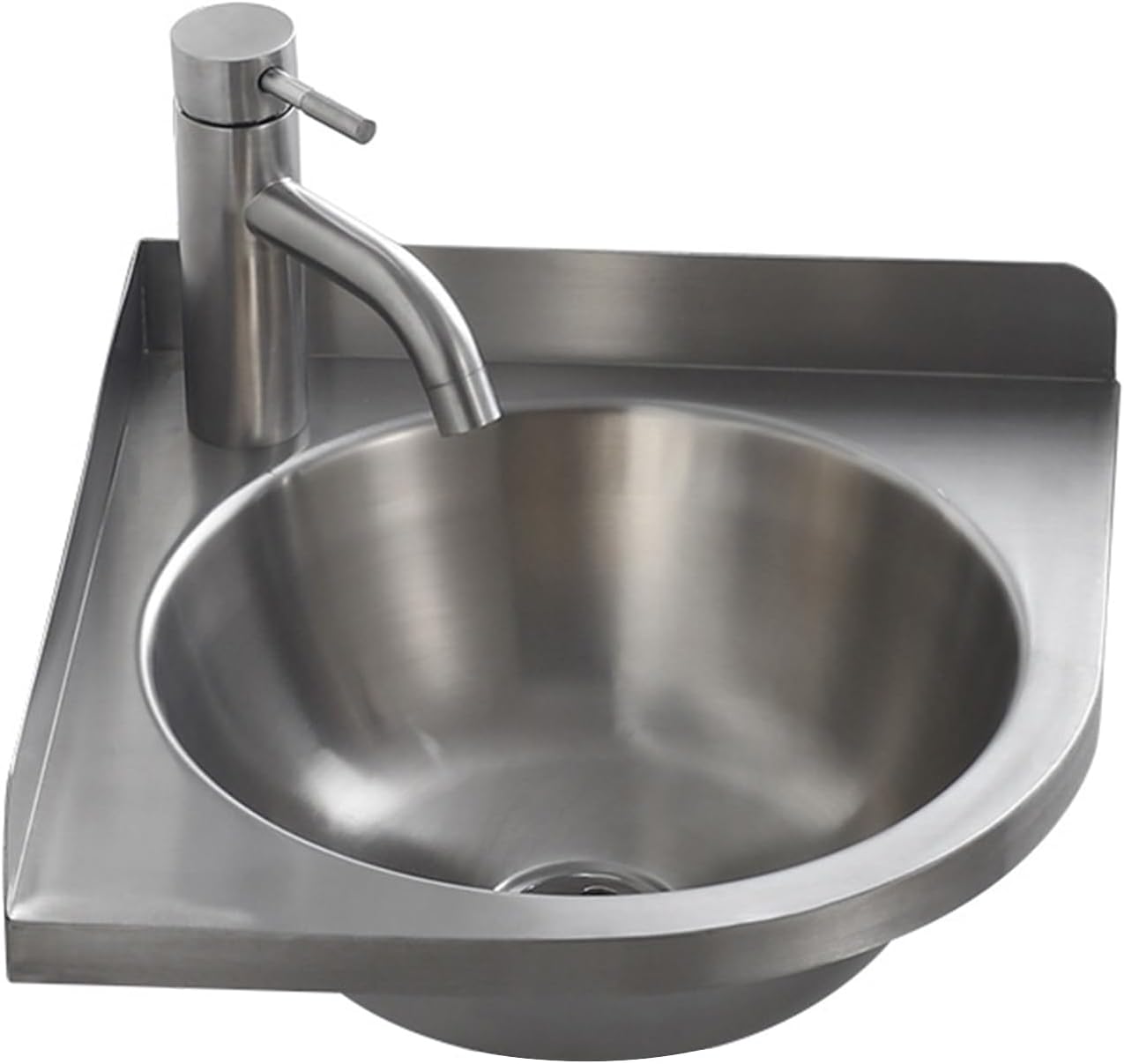 Kitchen Utility Sink,Stainless Steel Corner Sink Wall Mounted Hand Wash Basin Kitchen Single Bowl with Hot and Cold Faucet, Thick Triangular for Motorhome Boat Bathroom Toilet