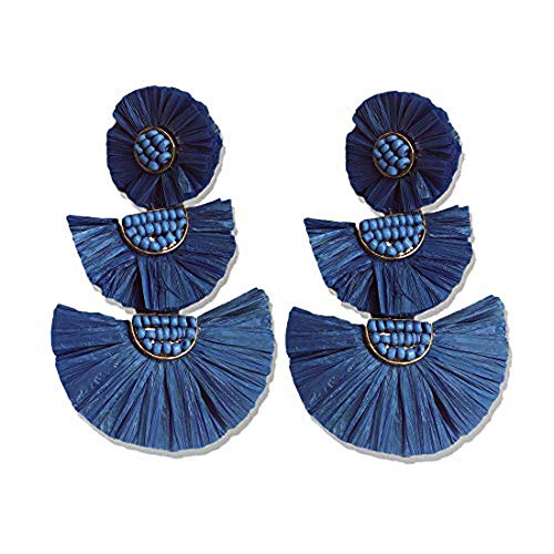 Bohemian Beaded Earrings for Women Raffia Statement Earrings Drop Dangle Gifts for Women Girls