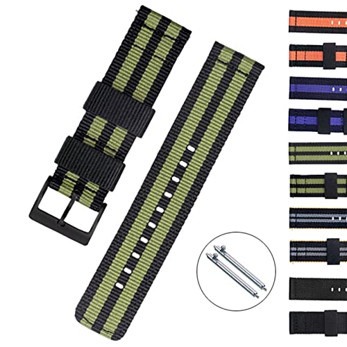 Bracelet de montre en nylon tissé 22 mm à rayures style toile interchangeable
