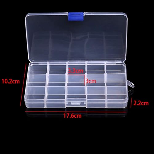 Miniatura 6 de Organizador de plástico Caja de almacenamiento de contenedores Divisor ajustable 15 rejillas Pendientes transparentes Ear Stud Caja de