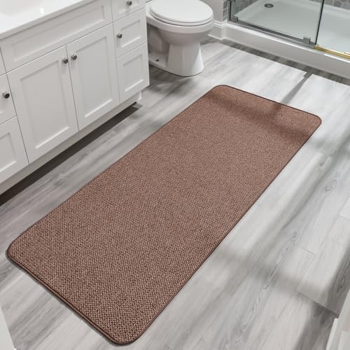Image of Bosap Bath Mat,Ultra Thin Bathroom Runner Rugs,Large Bath Mats for Bathroom,Quick Dry,Non-Slip,Machine Washable,Low Pile,Bath Rug,Shower Outside,Sink,Home Decor Accessories.Brown,3'x4'(36x48inch)