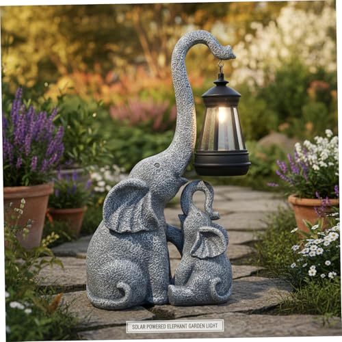 Statues de Jardin solaires éléphants pour illuminer une terrasse fleurie - 3