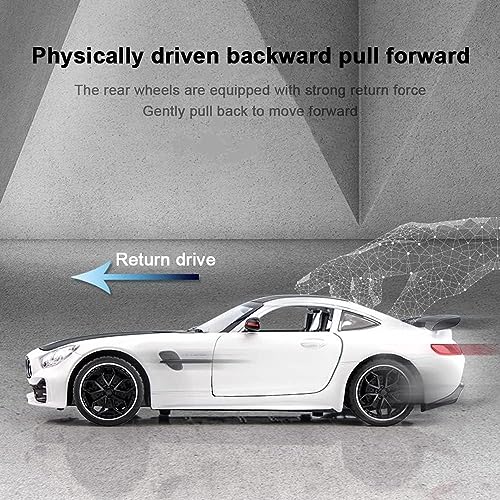 Image of 1 /24 Benz AMG GTR Toy Cars Model Car, Zinc Alloy Pull Back Toy car with Sound and Light for Kids Boy Girl Gift (White)